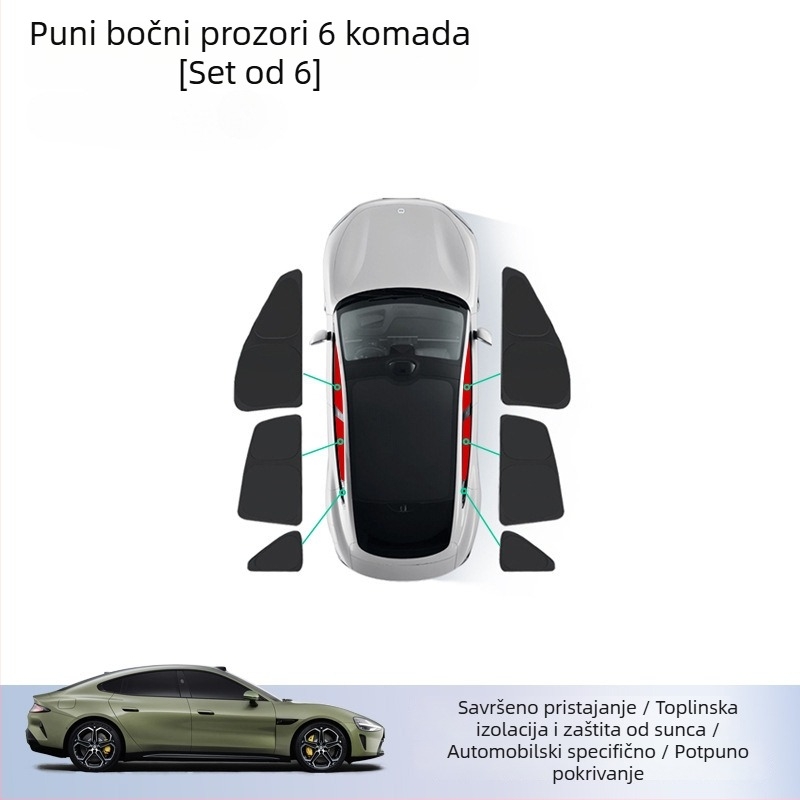 Zavjesa za sunce za Xiaomi SU7 automobil – prednje i bočne prozore, silikon, ugradnja snap-in