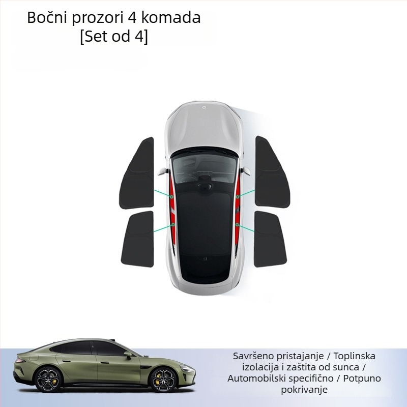 Zavjesa za sunce za Xiaomi SU7 automobil – prednje i bočne prozore, silikon, ugradnja snap-in