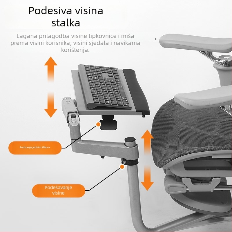 Stalak za tipkovnicu i miš s podizanjem, ergonomski, od visokougljičnog čelika, univerzalna kompatibilnost