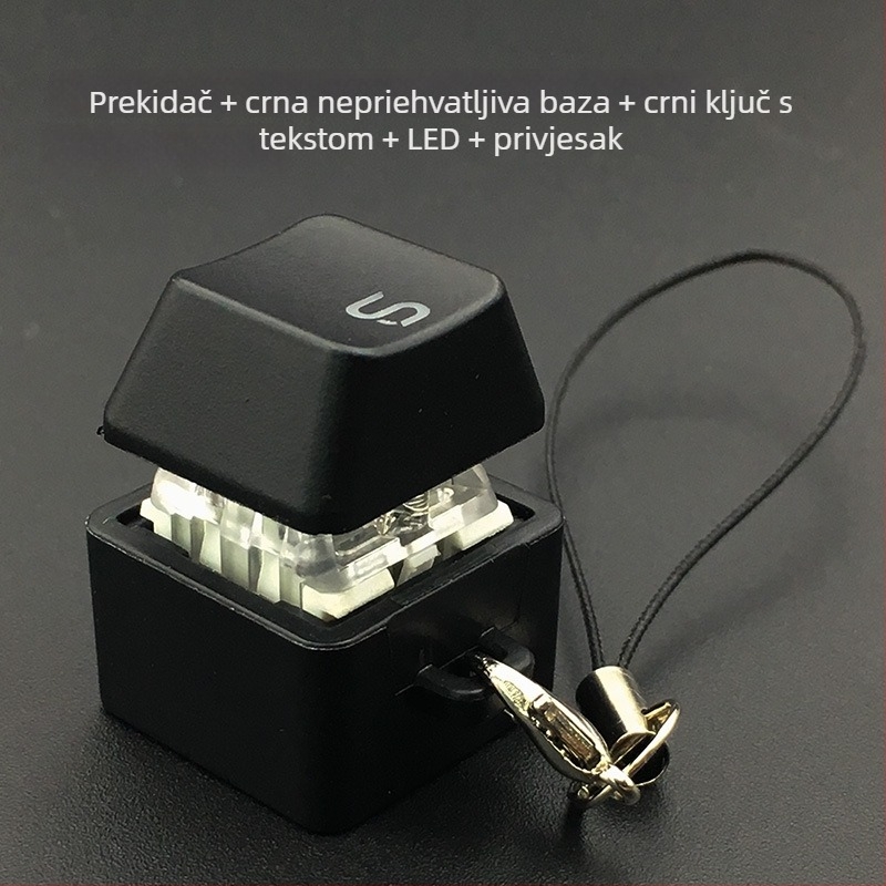 Privjesak za ključeve - Elektronički svijetleći drveni ribica privjesak, PVC dodatak (Crtić stil)