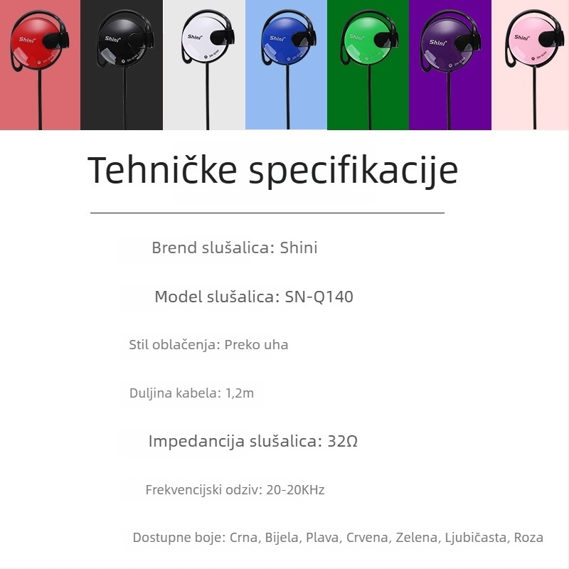 Q140 slušalice za uho s ravnim kabelom, 3,5 mm priključak, 32 Ω, 20–20000 Hz