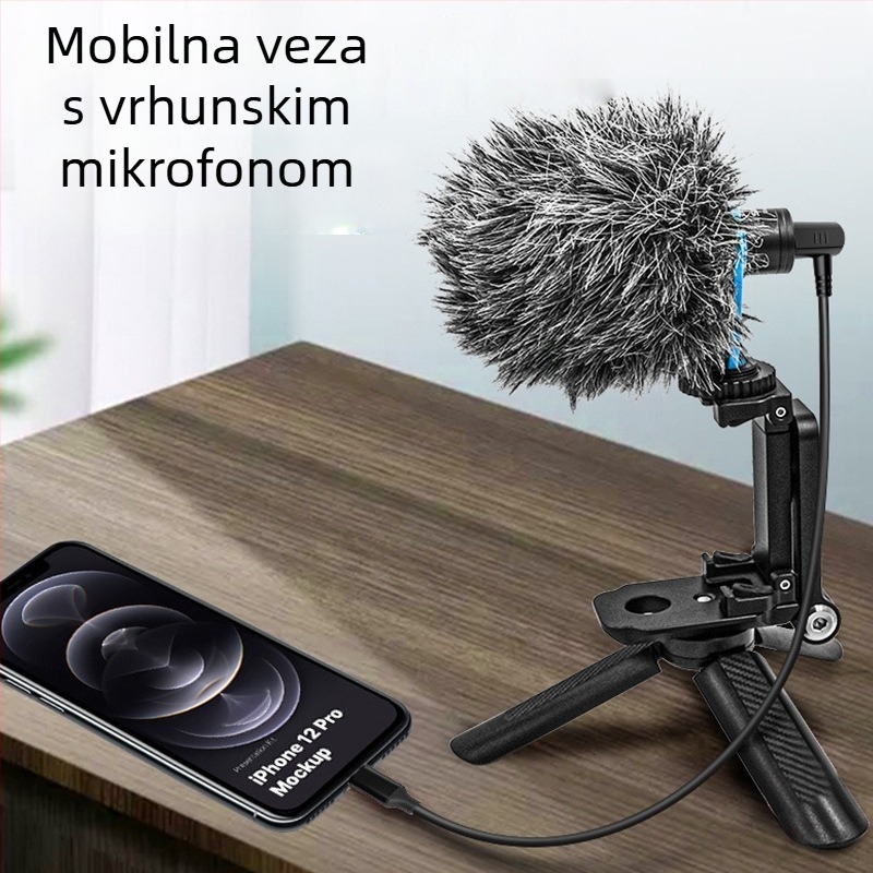 Mikrofon audio kabel, 3.5mm muški na Type-C/8-pin, zlatno prevučeno, bakreno jezgro, bakreni vodič