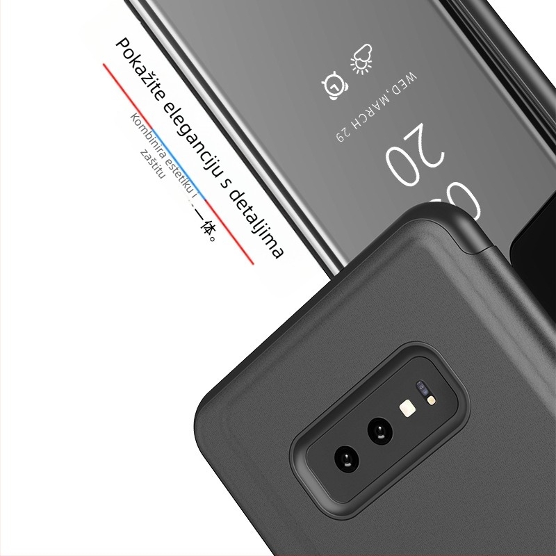 Kožna futrola s elektroplatiranom površinom i ogledalom za Huawei P30 Pro