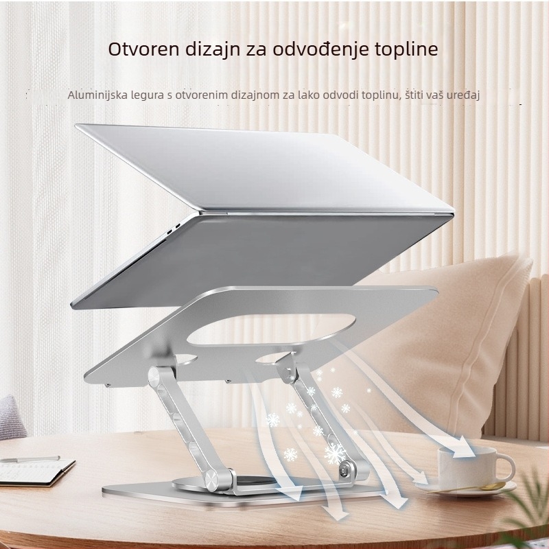 Laptop držač od aluminijske legure, 360° rotirajući, sklopivi, magnetski držač za telefon i HUB