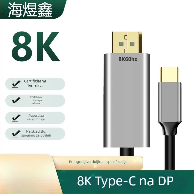 Kabel Type-C na DP, 4K60Hz, bakreno jezgro, patch kabel