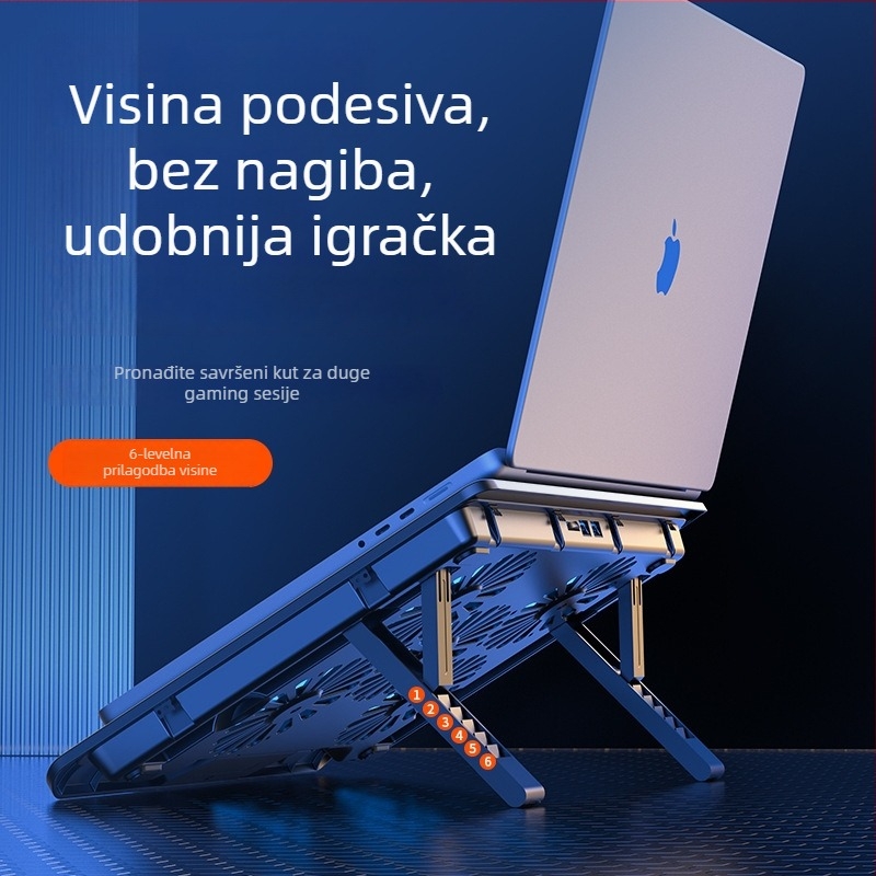 Hlađenje za prijenosno računalo s dva ventilatora, metalna mreža, kabel duljine 50 cm, težina 0,7–1,1 kg