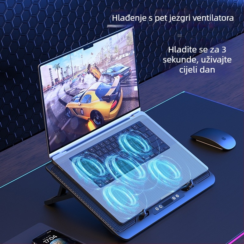 Hlađenje za prijenosno računalo s dva ventilatora, metalna mreža, kabel duljine 50 cm, težina 0,7–1,1 kg