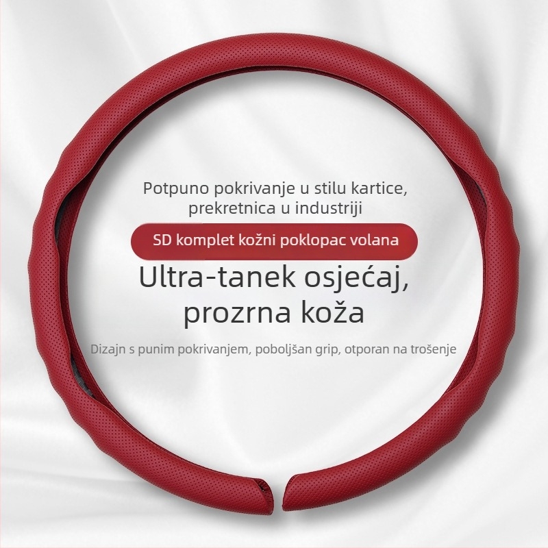 Navlaka za volan automobila - sportski stil, ljeto, umjetna koža, univerzalna ugradnja, kompatibilno sa svim markama automobila