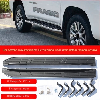 Bočni koraci od nehrđajućeg čelika za Toyota Prado, kompatibilni modeli 2003-2009 i 2010-2022+, automatski prijenos.