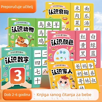 Tihi edukativni set za ranu pismenost s ikonografijskim karticama i setom naljepnica; za djecu od 3 do 6 godina; materijal: papir; marka Pasien