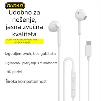 X3C žične in-ear slušalice Type-C, 15 mm driver, ugrađeni mikrofon, kabel 1,2 m, kontrole na kabelu