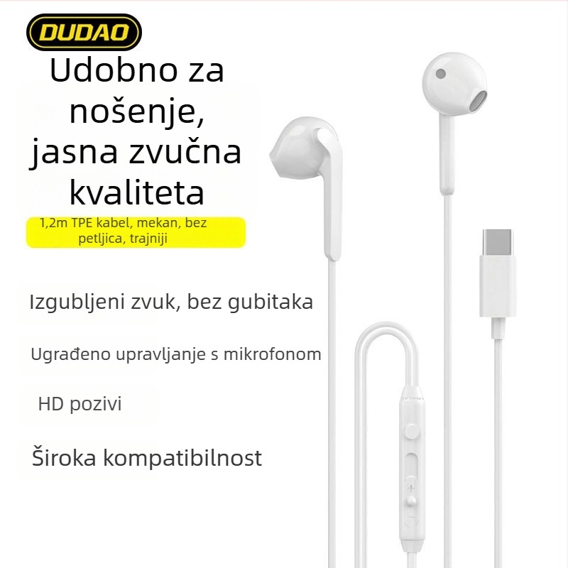 X3C žične in-ear slušalice Type-C, 15 mm driver, ugrađeni mikrofon, kabel 1,2 m, kontrole na kabelu