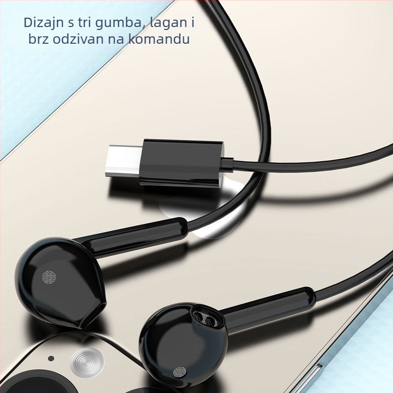 X3C žične in-ear slušalice Type-C, 15 mm driver, ugrađeni mikrofon, kabel 1,2 m, kontrole na kabelu
