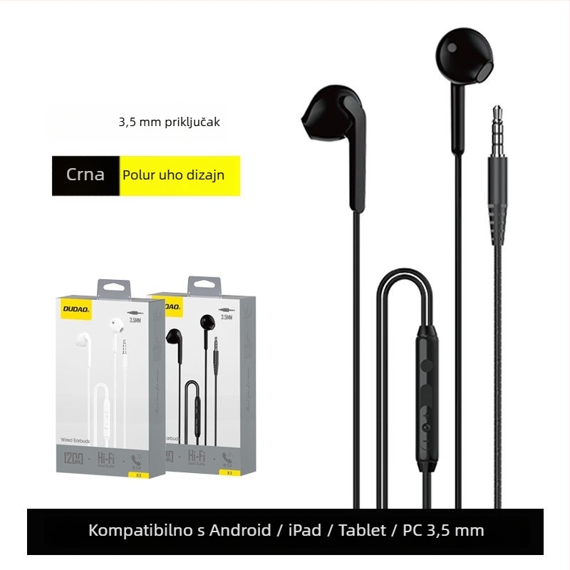 X3C žične in-ear slušalice Type-C, 15 mm driver, ugrađeni mikrofon, kabel 1,2 m, kontrole na kabelu