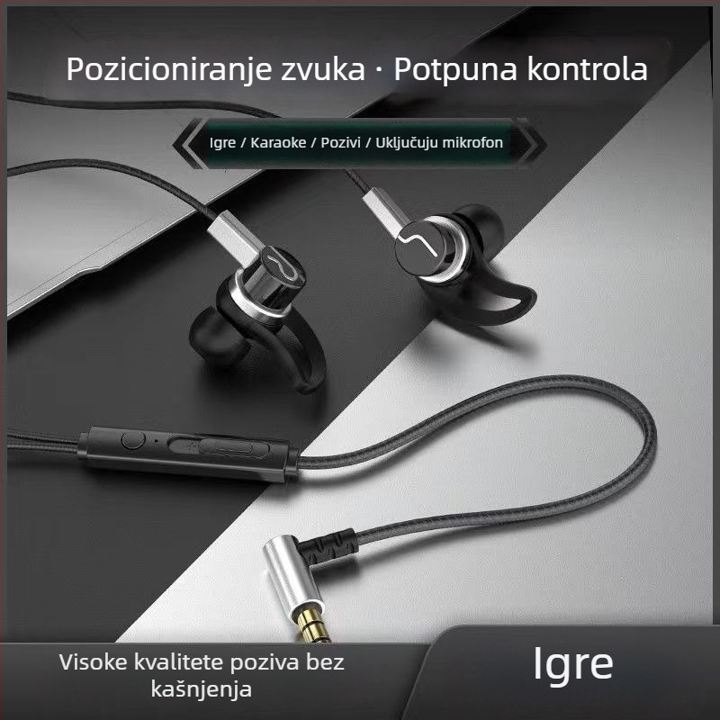 Žične Type-C slušalice s kutnim konektorom, in-ear, kompatibilne s Oppo/Huawei
