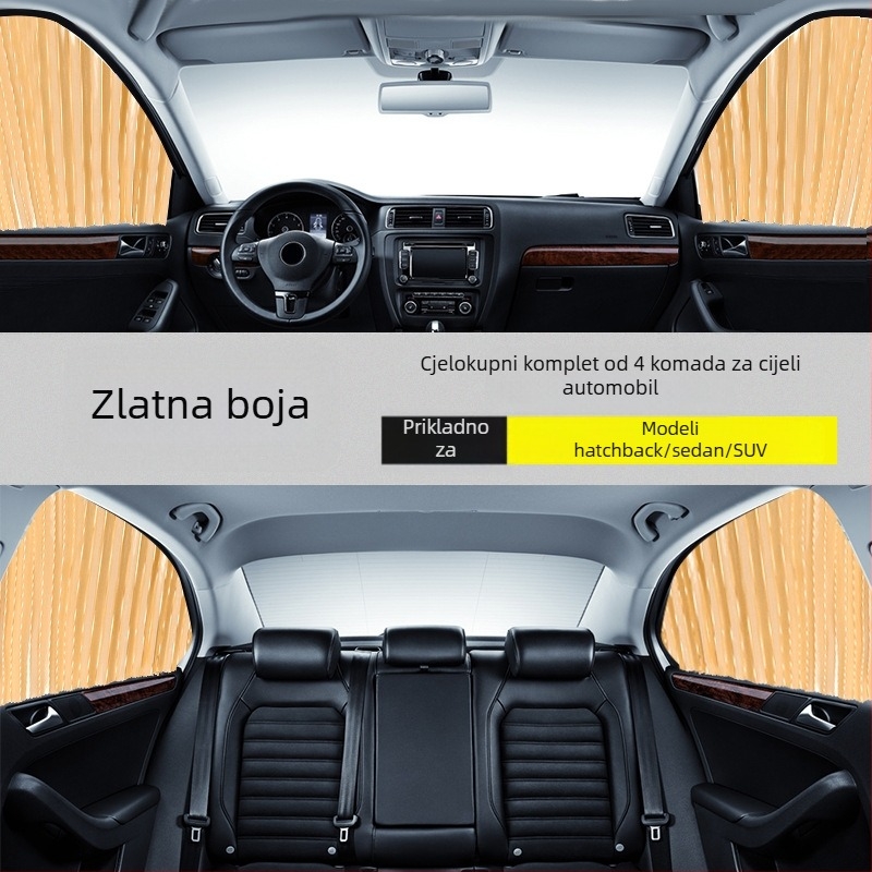 Automobilska zavjesa za prozor, najlon mreža, gusta neprozračnost, šina, magnetsko, automatsko proširenje