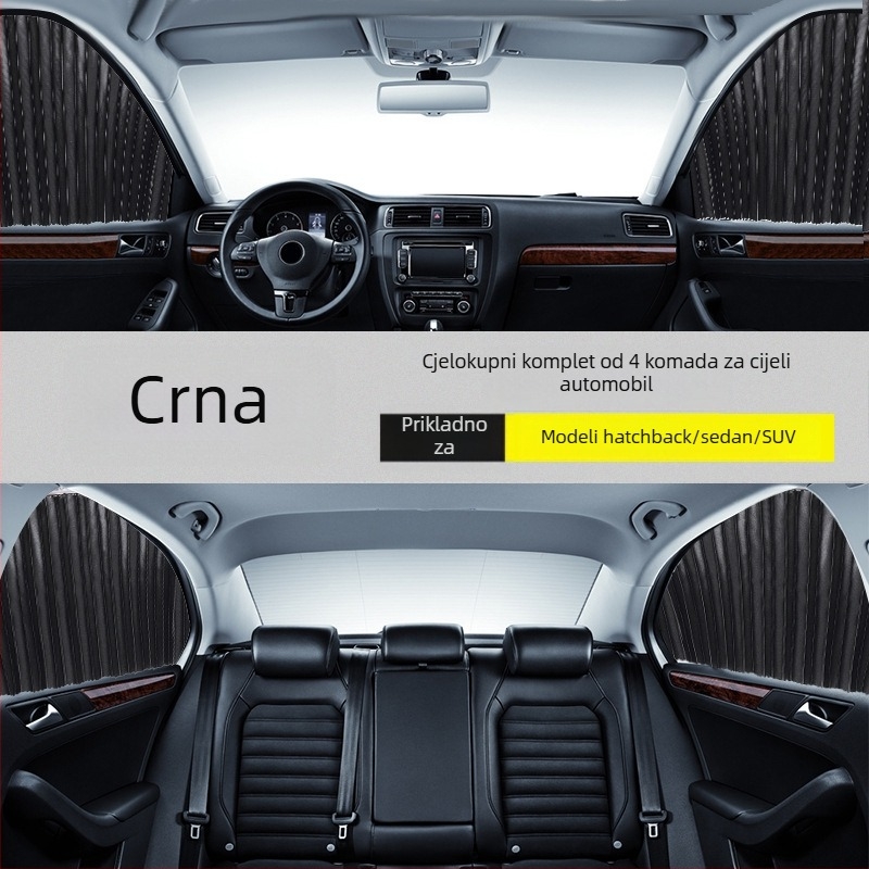 Automobilska zavjesa za prozor, najlon mreža, gusta neprozračnost, šina, magnetsko, automatsko proširenje