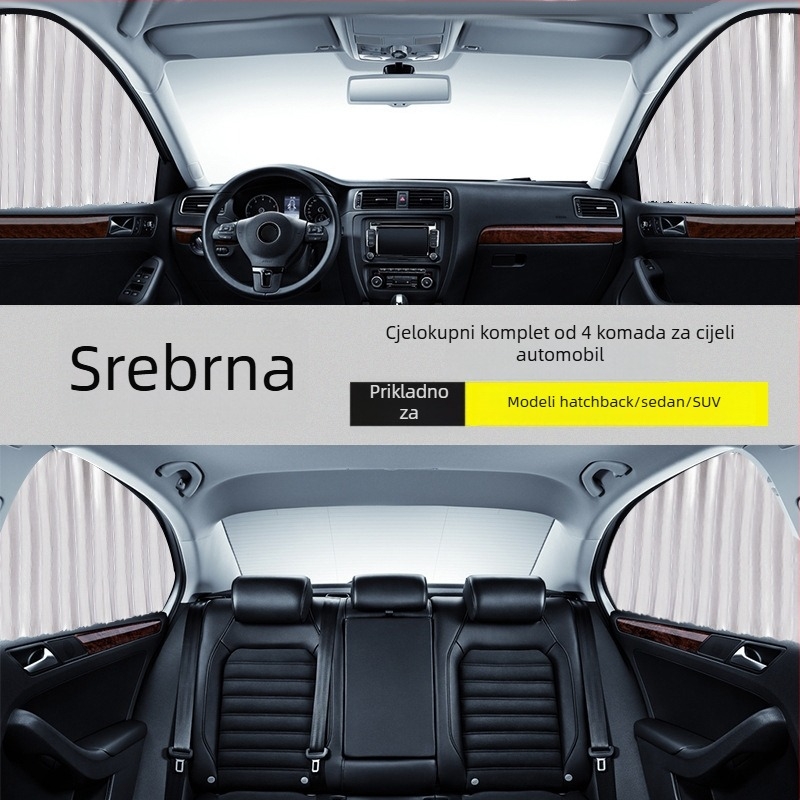Automobilska zavjesa za prozor, najlon mreža, gusta neprozračnost, šina, magnetsko, automatsko proširenje