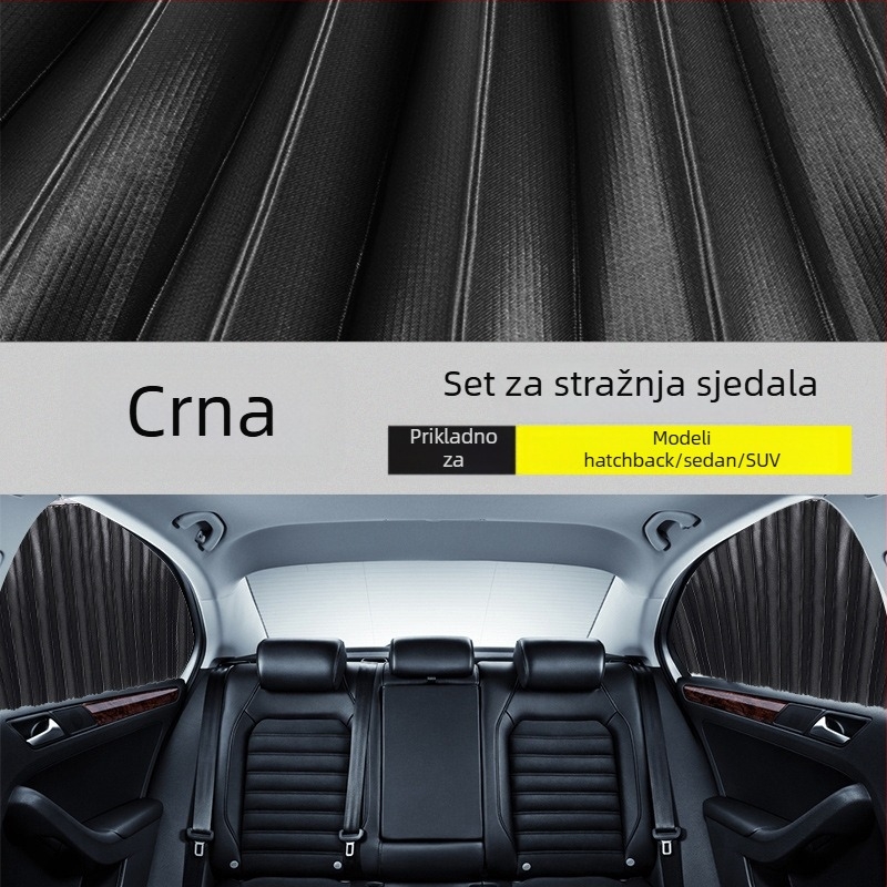 Automobilska zavjesa za prozor, najlon mreža, gusta neprozračnost, šina, magnetsko, automatsko proširenje