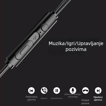 Žičane in-ear slušalice za gaming s mikrofonom, model S2000, 3.5 mm priključak, impedance 16 Ω, frekvencijski raspon 20–20000 Hz, osjetljivost 105 dB