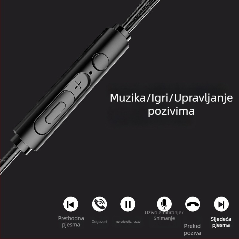 Žičane in-ear slušalice za gaming s mikrofonom, model S2000, 3.5 mm priključak, impedance 16 Ω, frekvencijski raspon 20–20000 Hz, osjetljivost 105 dB