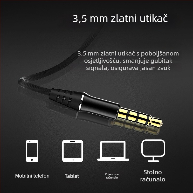 Žičane in-ear slušalice za gaming s mikrofonom, model S2000, 3.5 mm priključak, impedance 16 Ω, frekvencijski raspon 20–20000 Hz, osjetljivost 105 dB