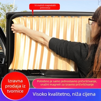 Automobilsko sjenilo za prozor s magnetskim pričvršćivanjem, izvučno platno, jednobojni dizajn, mogućnost tiska logotipa i licencirane privatne marke