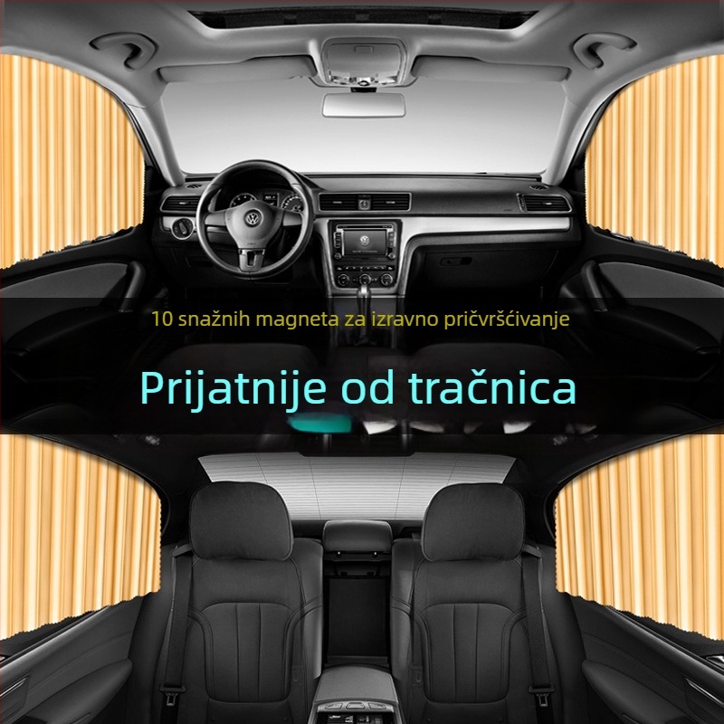 Automobilsko sjenilo za prozor s magnetskim pričvršćivanjem, izvučno platno, jednobojni dizajn, mogućnost tiska logotipa i licencirane privatne marke