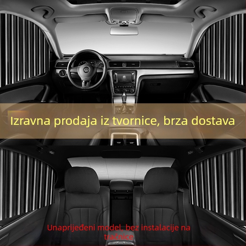 Automobilsko sjenilo za prozor s magnetskim pričvršćivanjem, izvučno platno, jednobojni dizajn, mogućnost tiska logotipa i licencirane privatne marke