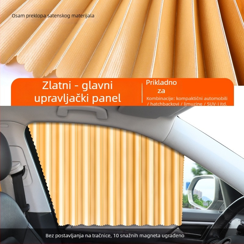Automobilsko sjenilo za prozor s magnetskim pričvršćivanjem, izvučno platno, jednobojni dizajn, mogućnost tiska logotipa i licencirane privatne marke