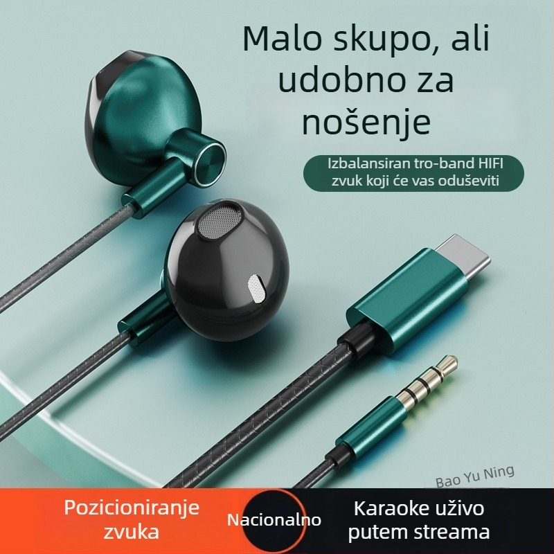 Žične slušalice za Huawei, Xiaomi i Android – ušne slušalice, polu‑uho, L-oblik utikač, gaming slušalice