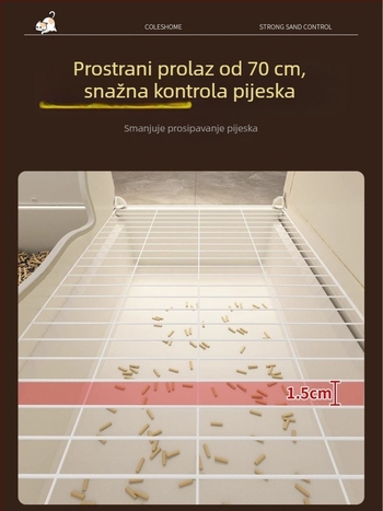 Ormarić za kutiju za mačji pijesak, koridorni tip protiv rasipanja pijeska, poluotvoren dizajn, PVC materijal
