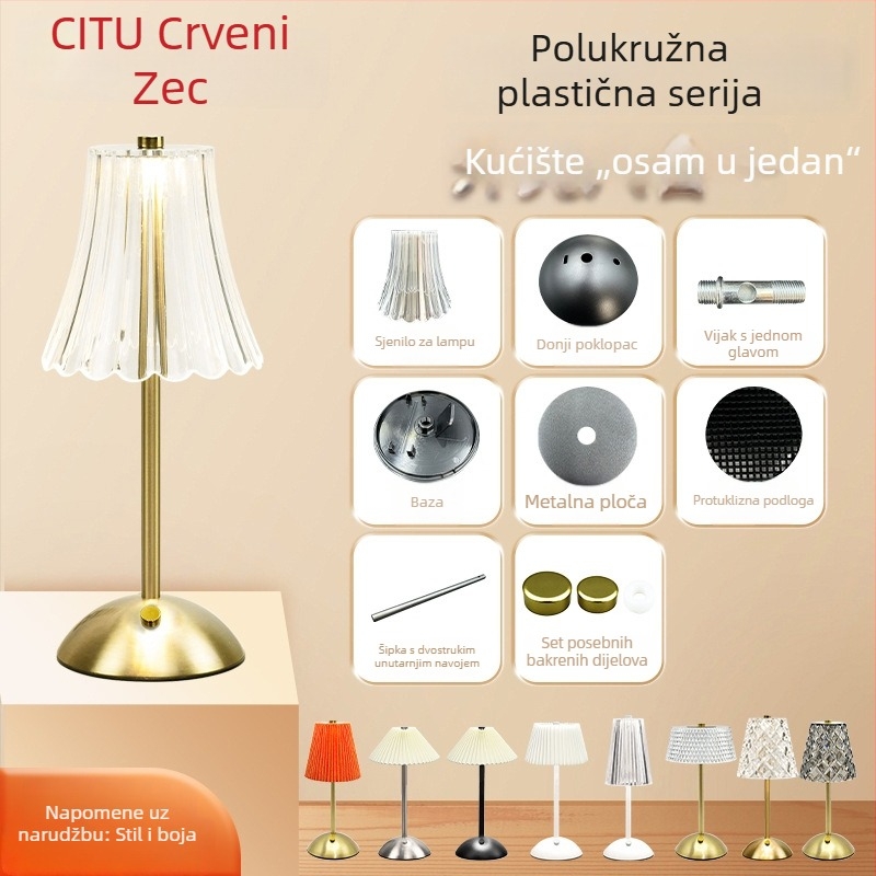 Moderna minimalistička stolna lampa s izvorom svjetla, ambijentalno osvjetljenje u spavaćoj sobi uz noćni ormarić, romantičan dijamantni motiv i dodatna oprema kućišta lampe