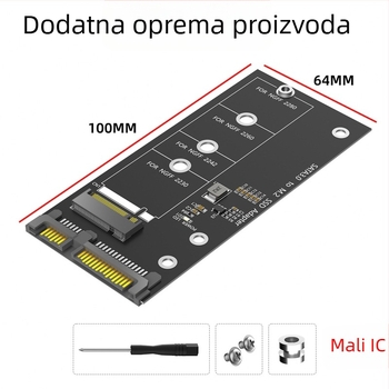 LCCT 23HD18-RTK MSATA NGFF na SATA3 vanjska kutija za disk, adaptor M.2 SATA protokol, materijal aluminijska legura + ABS, sučelje SATA 3.0, 6 Gbps