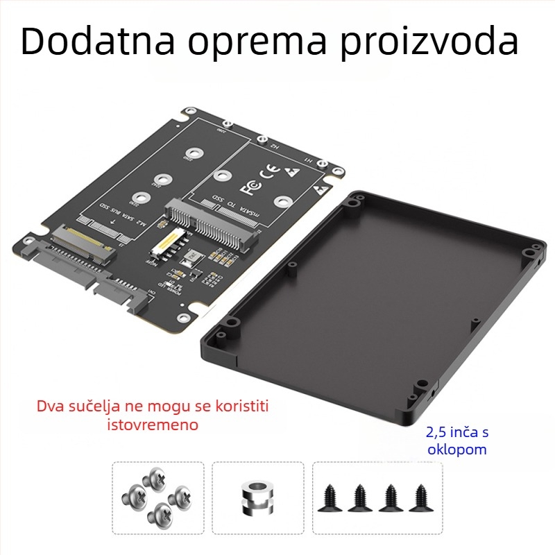 LCCT 23HD18-RTK MSATA NGFF na SATA3 vanjska kutija za disk, adaptor M.2 SATA protokol, materijal aluminijska legura + ABS, sučelje SATA 3.0, 6 Gbps