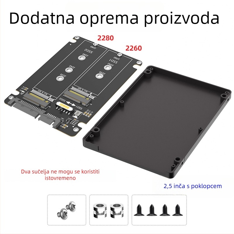 LCCT 23HD18-RTK MSATA NGFF na SATA3 vanjska kutija za disk, adaptor M.2 SATA protokol, materijal aluminijska legura + ABS, sučelje SATA 3.0, 6 Gbps