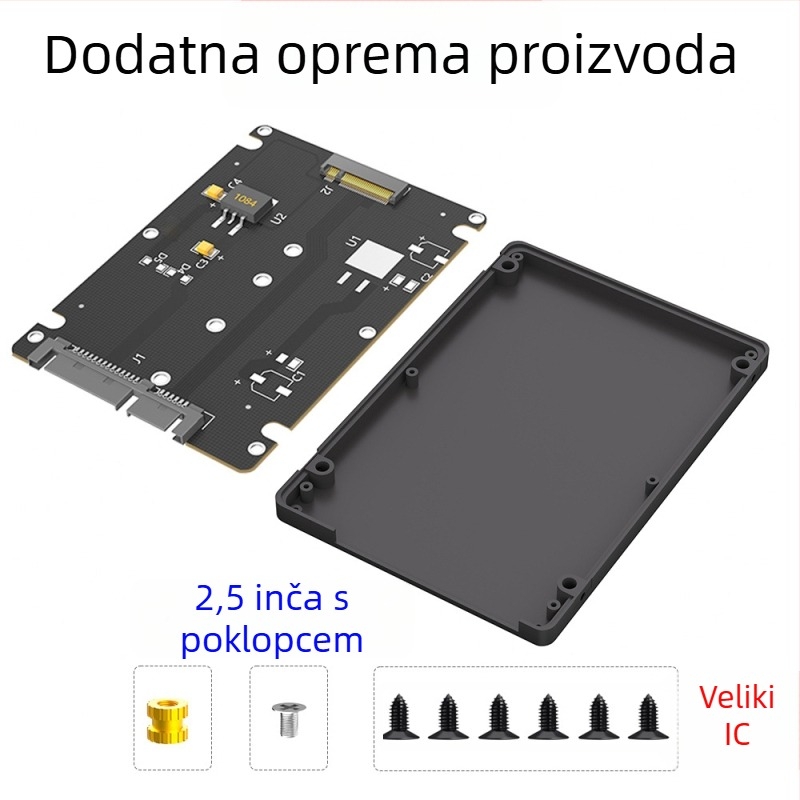 LCCT 23HD18-RTK MSATA NGFF na SATA3 vanjska kutija za disk, adaptor M.2 SATA protokol, materijal aluminijska legura + ABS, sučelje SATA 3.0, 6 Gbps