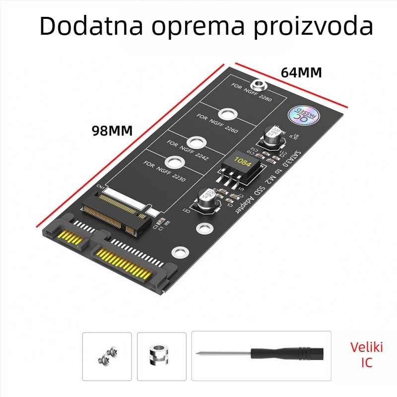 LCCT 23HD18-RTK MSATA NGFF na SATA3 vanjska kutija za disk, adaptor M.2 SATA protokol, materijal aluminijska legura + ABS, sučelje SATA 3.0, 6 Gbps