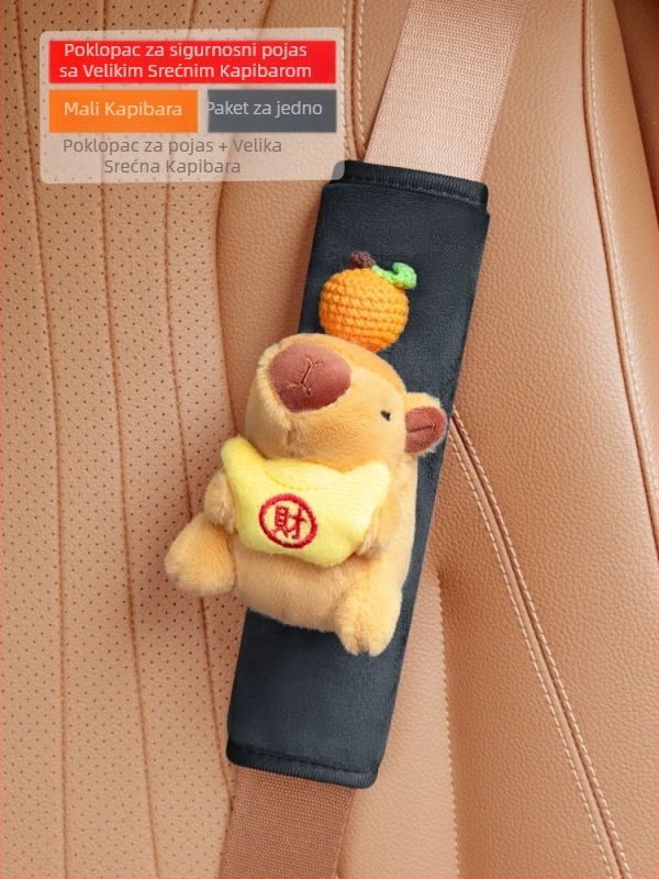 Jastučić za auto pojas - slatka pliš kapibara lutkica - zaštita vrata