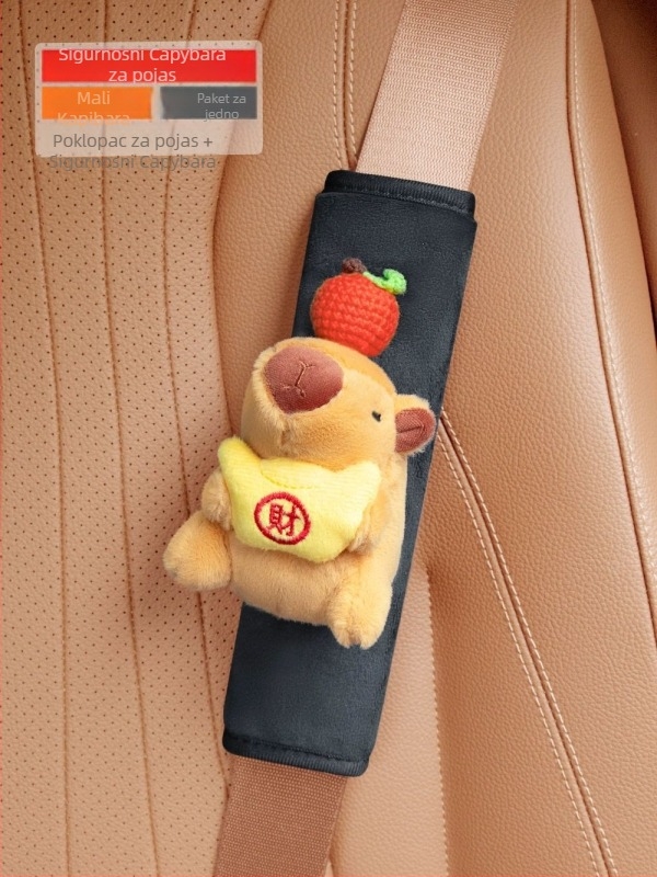 Jastučić za auto pojas - slatka pliš kapibara lutkica - zaštita vrata