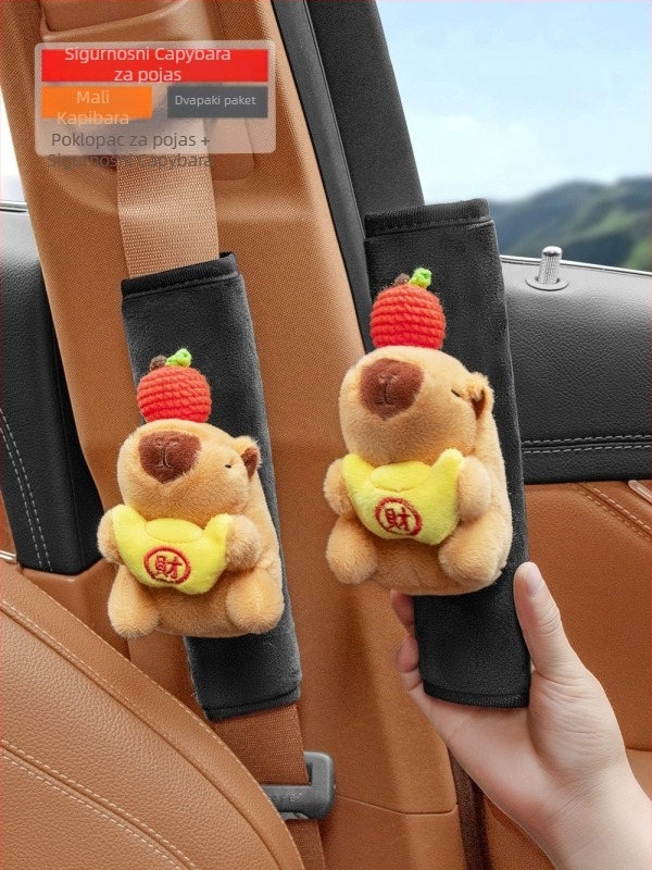 Jastučić za auto pojas - slatka pliš kapibara lutkica - zaštita vrata