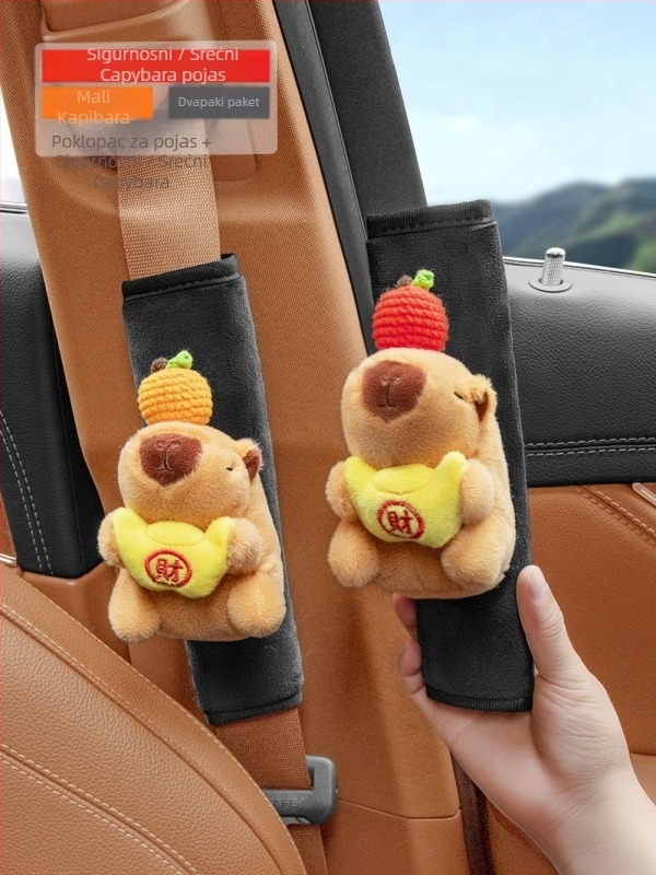 Jastučić za auto pojas - slatka pliš kapibara lutkica - zaštita vrata