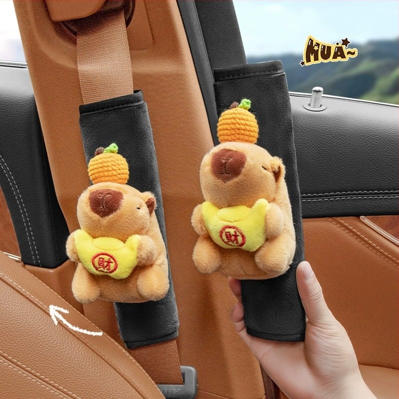 Jastučić za auto pojas - slatka pliš kapibara lutkica - zaštita vrata