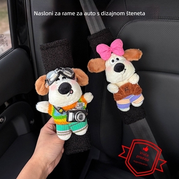 Jastuk za ramenski dio sigurnosnog pojasa automobila - motiv šteneta, poliester, 0,13 kg, otporan na abraziju
