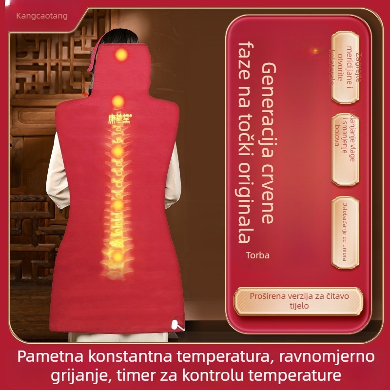 Kockasti topli kompres s crvenom pasuljom za cijelo tijelo – električno grijanje, 100W, 220V/50Hz, raspon temperature 30–80°C, 10 razina kontrole, laneno platno, CCC potvrda