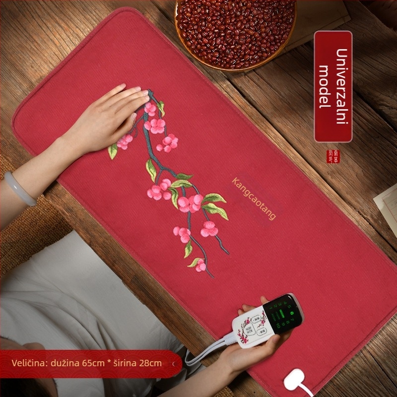 Kockasti topli kompres s crvenom pasuljom za cijelo tijelo – električno grijanje, 100W, 220V/50Hz, raspon temperature 30–80°C, 10 razina kontrole, laneno platno, CCC potvrda