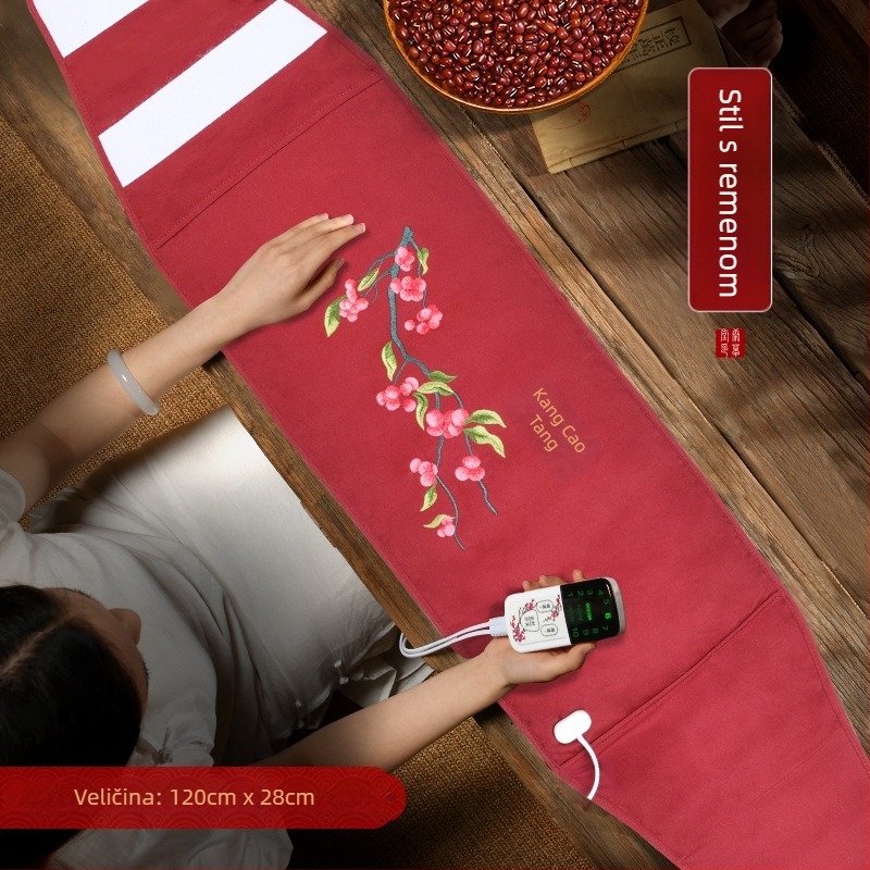 Kockasti topli kompres s crvenom pasuljom za cijelo tijelo – električno grijanje, 100W, 220V/50Hz, raspon temperature 30–80°C, 10 razina kontrole, laneno platno, CCC potvrda