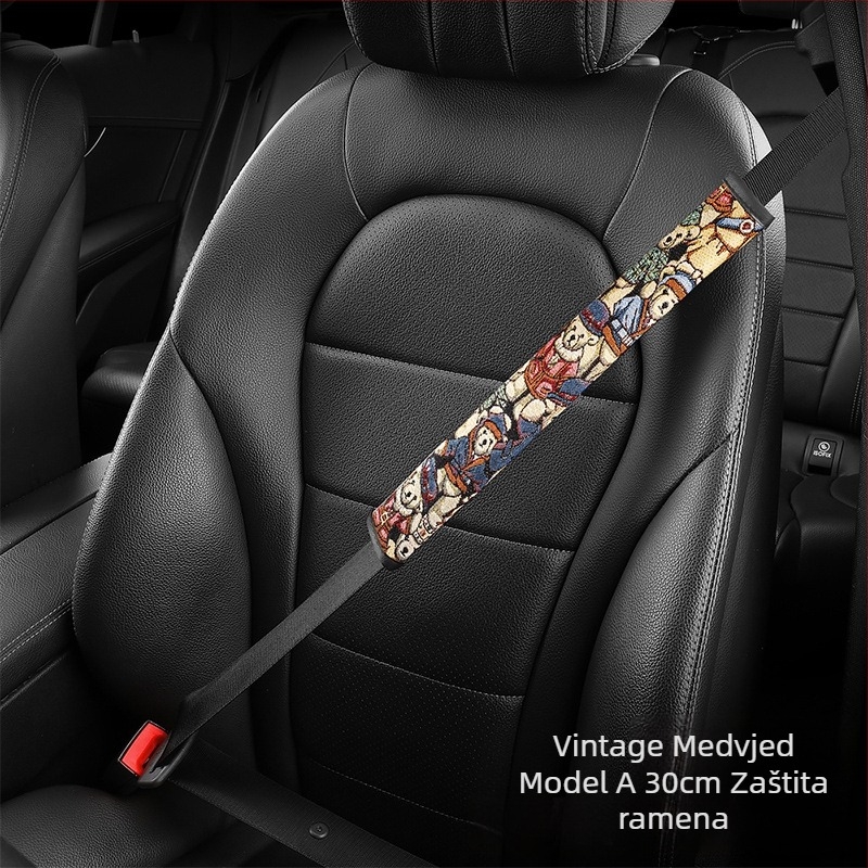 Zaštitnik ramena sigurnosnog pojasa automobila — laneno vlakno, crtani stil, Hand in Hand, model 001
