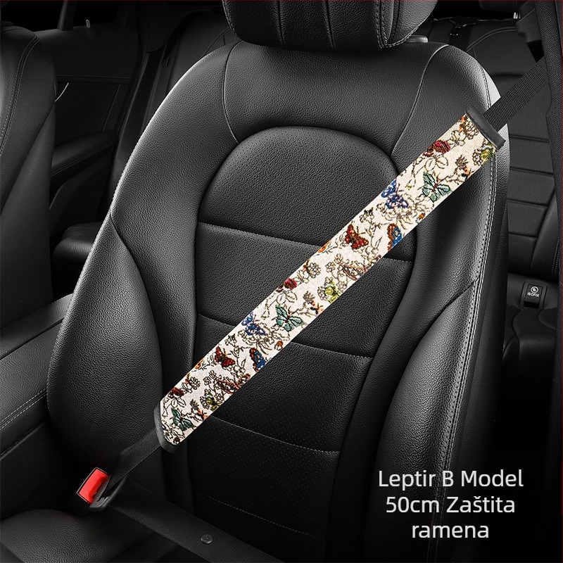 Zaštitnik ramena sigurnosnog pojasa automobila — laneno vlakno, crtani stil, Hand in Hand, model 001