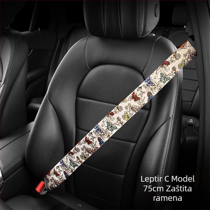 Zaštitnik ramena sigurnosnog pojasa automobila — laneno vlakno, crtani stil, Hand in Hand, model 001